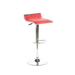 Powell Faux Leather Thin Seat Adjustable Height Bar Stool in Red