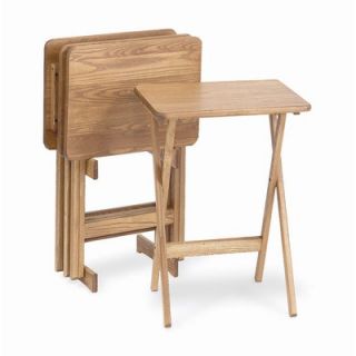 Wood Rectangular Tray Table in Golden Oak (Set of 4)   143.3