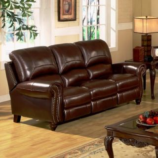 Abbyson Living Charlotte Leather Pushback Reclining Sofa in
