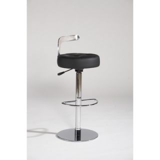 Chintaly Canal Adjustable Leather Swivel Stool in Black   CANAL AS