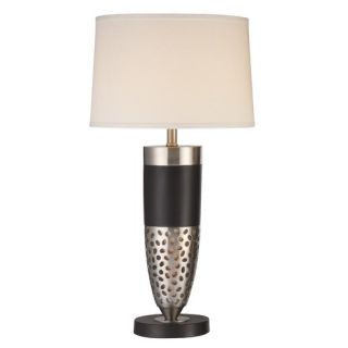 Metal Table Lamp with Night Light in Black and Chrome