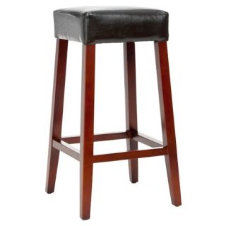 Isabella Bicast Leather Barstool in Black