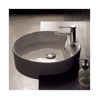 Xylem Semi Recessed Round Vitreous China Vessel Sink in White