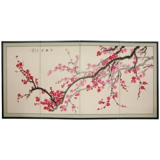 Oriental Furniture Plum Blossom Silk Screen with Bracket   SILK