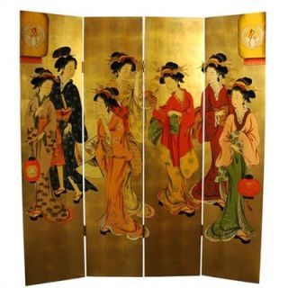 Oriental Furniture Golden Geisha Decorative Room Divider   lcq scr