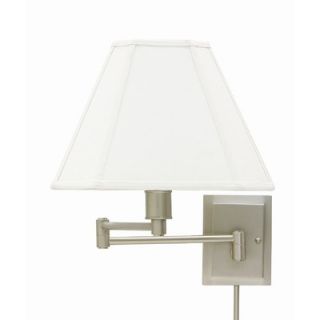 House of Troy Swing Arm Wall Lamp in Pewter with Cloth Shade and
