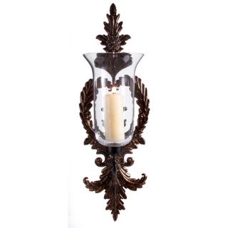 Wrought Metal and Glass Hurricane Wall Sconce