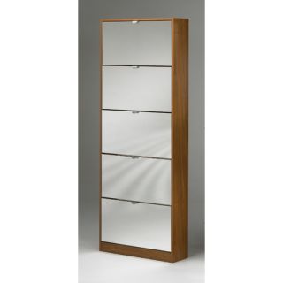 Springfield 5 Drawer Shoe Cabinets with Mirror Drawer Fronts in Cherry