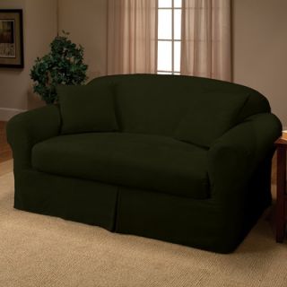 Madison Home Microsuede 2 Piece Loveseat Slipcover in Forest