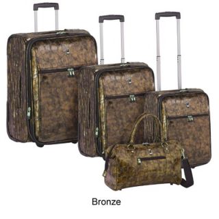 Travel Concepts Metallic Croco 4 Piece Luggage Set