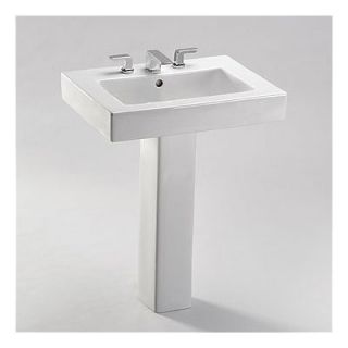 Toto Bathroom Pedestal Sink with SanaGloss Glazing in Cotton