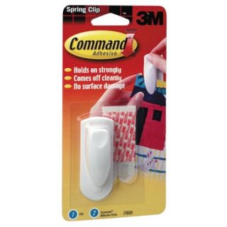 Spring Clip, w/ Command Adhesive, 1 Clip/2 Strips, White