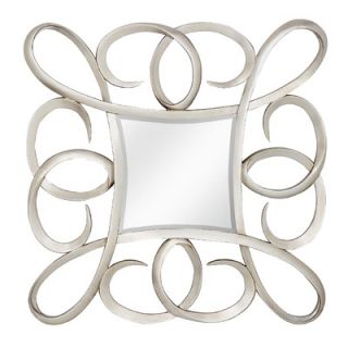 Majestic Mirror Contemporary Beveled Square Mirror in Bright Silver