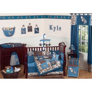  Moon and Star 13 Piece Crib Bedding Set in Brown / Blue   CRIB CF 201