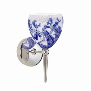 Low Voltage Wall Sconce in Blue Glass and Chrome Nickel
