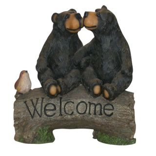 Alpine Two Bears with Welcome Sign Statue  