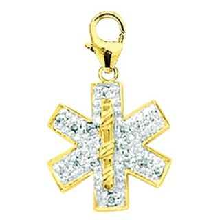 EZ Charms 14K Yellow Gold Diamond Medical Symbol Charm