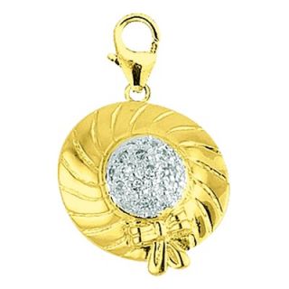 EZ Charms 14K Yellow Gold Diamond Ladies Hat Charm