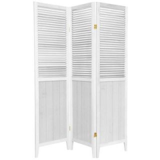 Oriental Furniture Beadboard 3 Panel Room Divider in White   SS BEAD