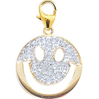 EZ Charms 14K Yellow Gold Diamond Smiley Face Charm