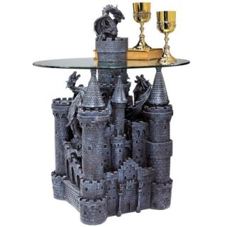 Design Toscano Lord Langtons Castle Glass Topped Sculptural End Table