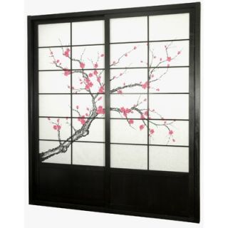Oriental Furniture Cherry Blossom Shoji Sliding Door Kit in Black