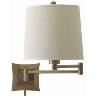 House of Troy 3 Way Wall Swing Lamp in Antique Brass with Linen