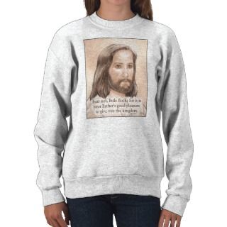 Sepia Jesus Art Bible Quote   Luke 1232 Pull Over Sweatshirt