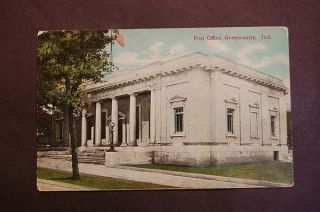 C1914 Post Office Greencastle I N Vintage Postcard