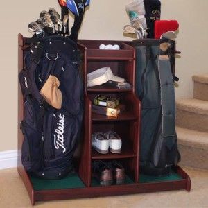 New Double Golf Bag Gear Rack Golf Shoe Storage Organizer