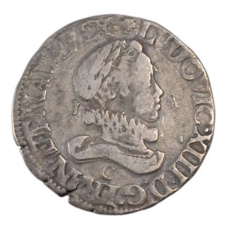  Françaises, Louis XIII, ½ Franc grosse Tête Laurée au col Frais