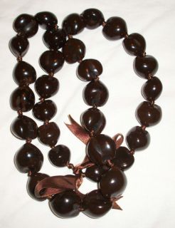 Kukui Nut Lei Hawaiian Hawaii Necklace Brown Original