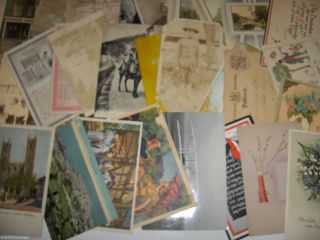  items vtg Ephemera Post Greeting Cards Book Pages Collage Scrapbooking