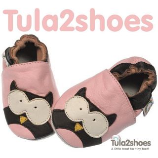 Tula2shoes LEATHER BABY GIRLS SOFT PINK OWL FIRST/PRAM SHOES 0  6 12