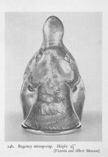  * 1800 English Regency Silver STIRRUP DRINKING CUP * Fox Mask shape