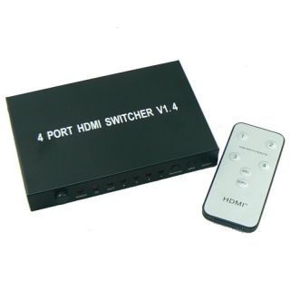 Port 4x1 HDMI Switch Switcher Remote Control Support 3D Input 1
