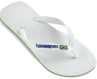 Havaianas Brasil Logo White Mens Womens New Flip Flops