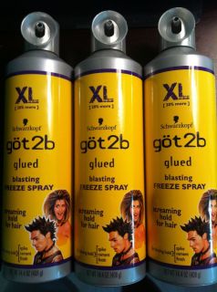 New Schwarzkopf Got2b Glued Blasting Freeze Spray 3 14 4oz XL Bottles