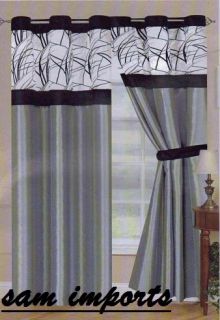  Grey 4pc Luxurious Zig Zag Grommet Curtains with Tie Backs