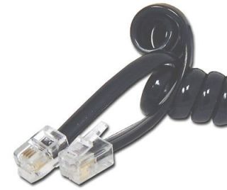 25ft Telephone Handset Coiled Cable Cord Black 25 Ft