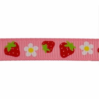 Pink Strawberry Grosgrain Ribbon Print 10yd