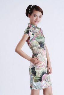 Fshion Charming Chinese Womens Pink Evening Mini Dress Cheongsam Size