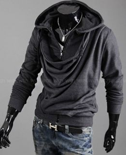 2012 Mens Slim Fit Heap Collar Design Hoody Jacket Coat 3Color 4Size