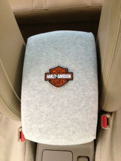 Auto Center Console Armrest Covers F6 LT.GRY W/ HARLEY DAVIDSON PATCH