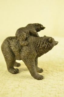 Original Bear Family Picnic Bronze Sculpture Animal Figure Statue Art