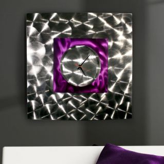 Modern Abstract Purple Metal Wall Art Clock Sculpture Wind Elemental