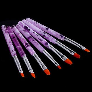 7PCS Acrylic Nail Art Pen Painting UV Gel Builder Design Brush