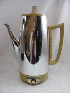 Vintage Retro Chrome Mustard GE PERCOLATOR Coffee Maker Pot A5P15 USA