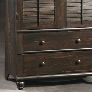 sauder harbor view armoire in antiqued paint 284012 rustic and warm