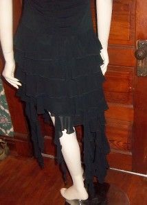 Asymmetrical Black Ruffle Halter Dress Perfect for Zombie Costume Size